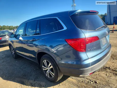 2016 Honda Pilot Exl VIN 5FNYF6H57GB105957 фото 2