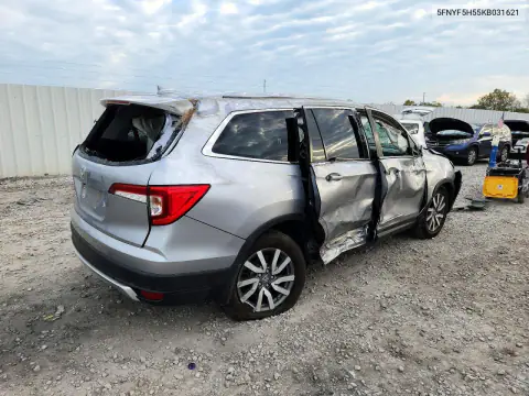 5FNYF5H55KB031621 — 2019 Honda Pilot, фото 3 с аукциона Copart, Опрокидывание
