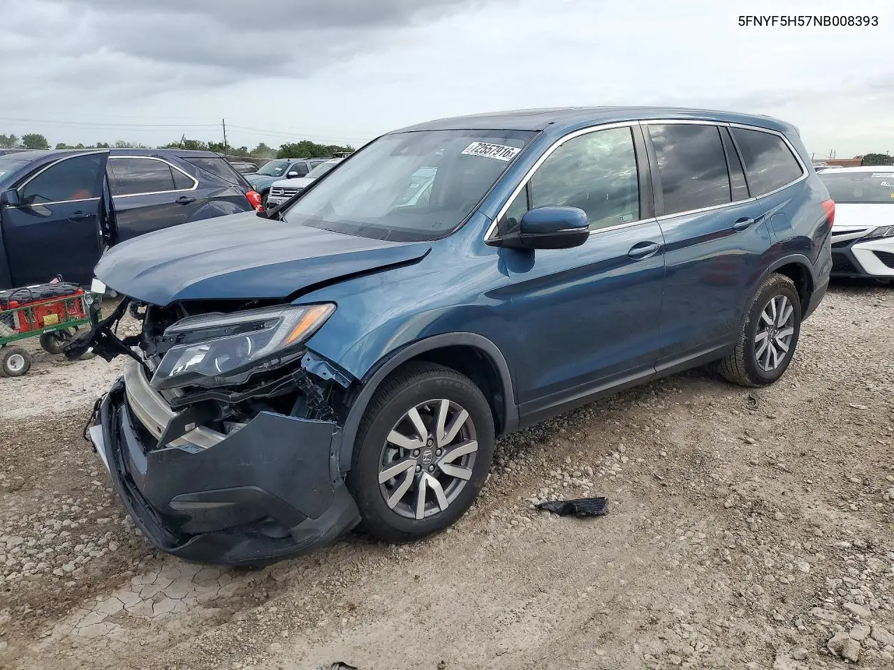 2022 Honda Pilot Exl VIN 5FNYF5H57NB008393 фото 1
