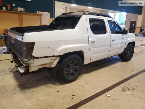 2008 Honda Ridgeline Rtl VIN 2HJYK16588H514526 фото 3