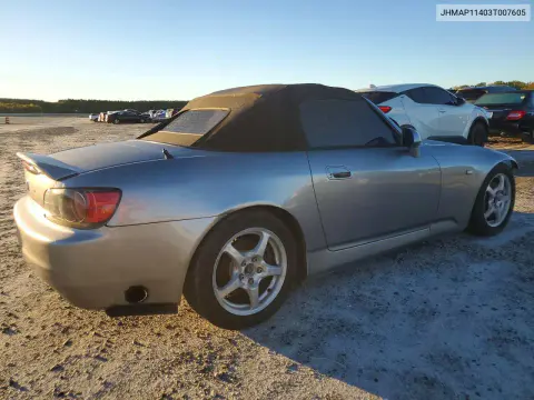 2003 Honda S2000 VIN JHMAP11403T007605 фото 3
