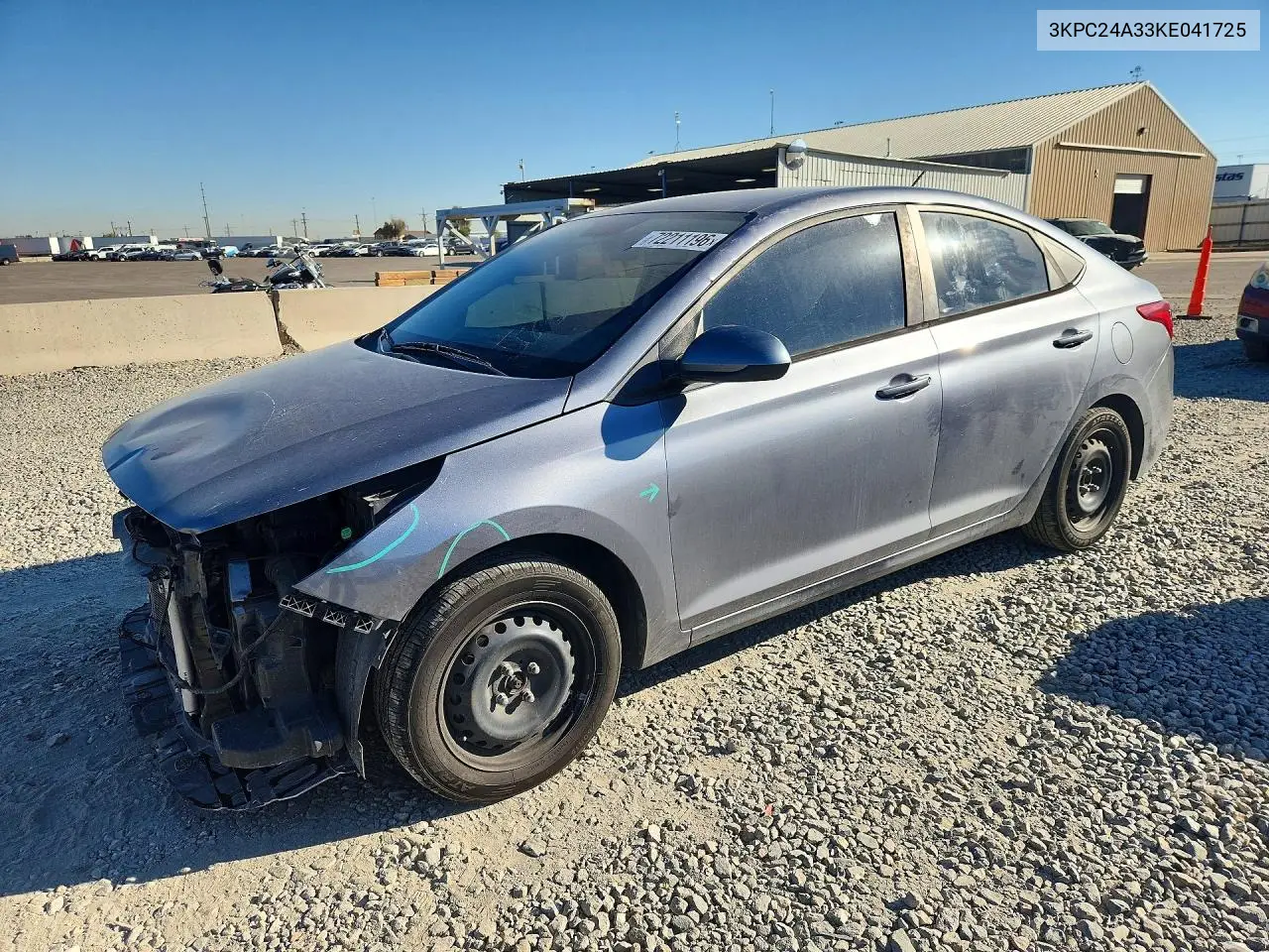 2019 Hyundai Accent Se VIN 3KPC24A33KE041725 фото 1
