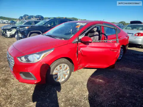 3KPC24A30KE038667 — 2019 Hyundai Accent, Передняя часть, фото до ремонта