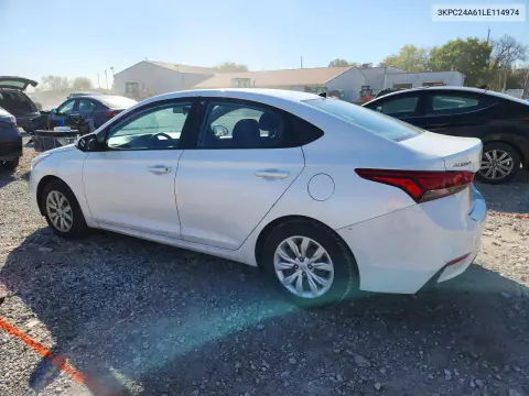 2020 Hyundai Accent Se VIN 3KPC24A61LE114974 фото 2
