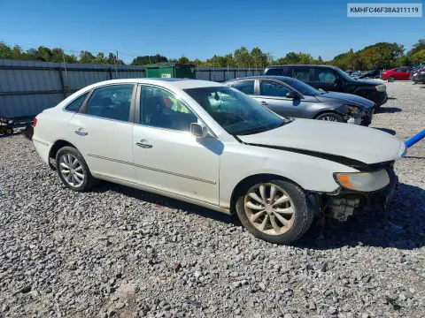KMHFC46F38A311119 — 2008 Hyundai Azera, фото 4 с аукциона Copart, Передняя часть