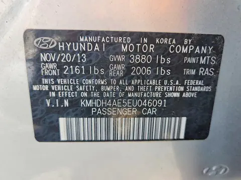 2014 HYUNDAI ELANTRA VIN KMHDH4AE5EU046091 фото 12