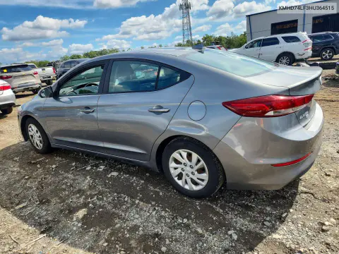 2017 Hyundai Elantra Se VIN KMHD74LF3HU364515 фото 2