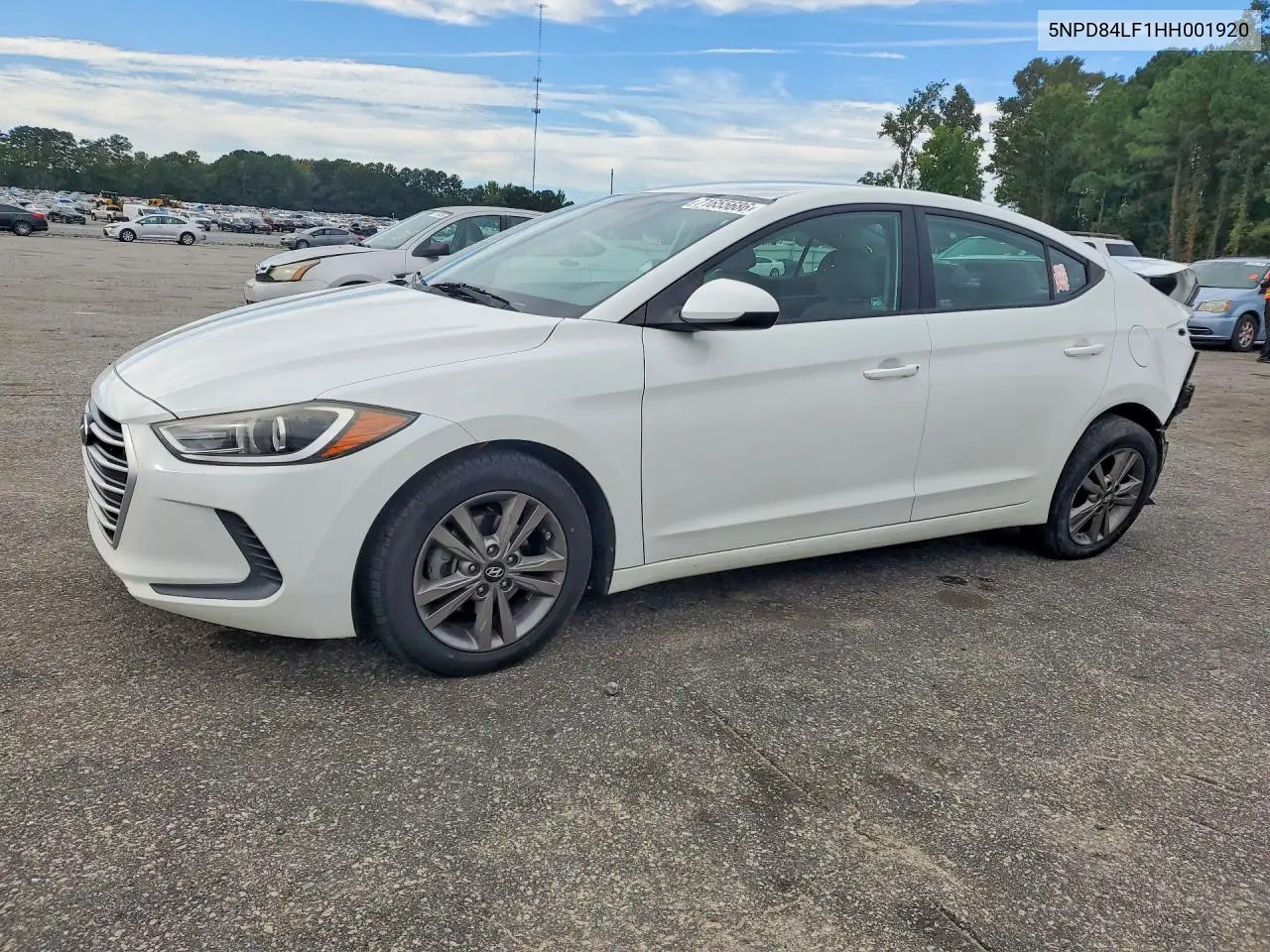 5NPD84LF1HH001920 Hyundai Elantra 2017 — повреждение Задняя часть, фото до ремонта