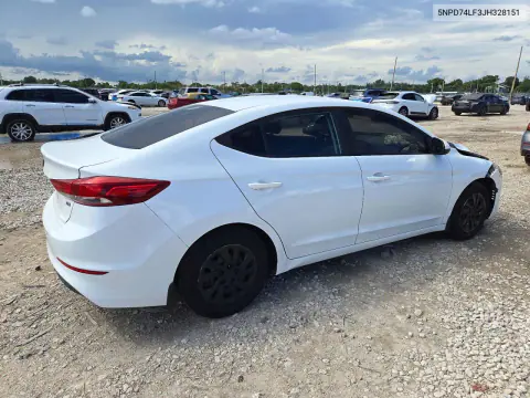 2018 Hyundai Elantra Se VIN 5NPD74LF3JH328151 фото 3