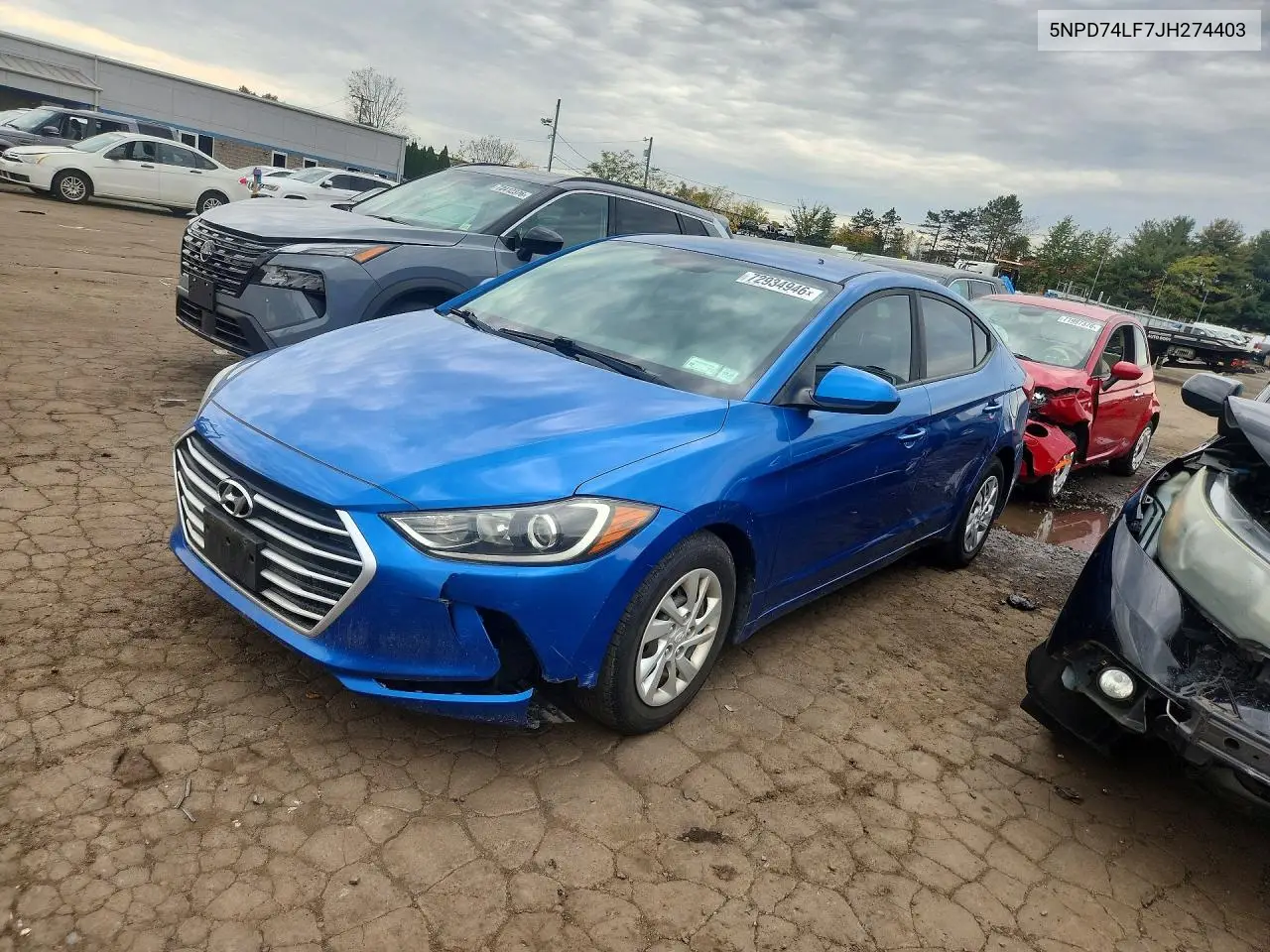 5NPD74LF7JH274403 Hyundai Elantra 2018 — повреждение Мелкие вмятины и царапины, фото до ремонта