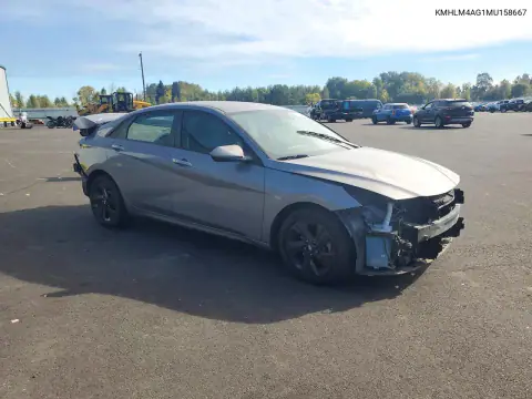 KMHLM4AG1MU158667 — 2021 Hyundai Elantra, фото 4 с аукциона Copart, Передняя часть