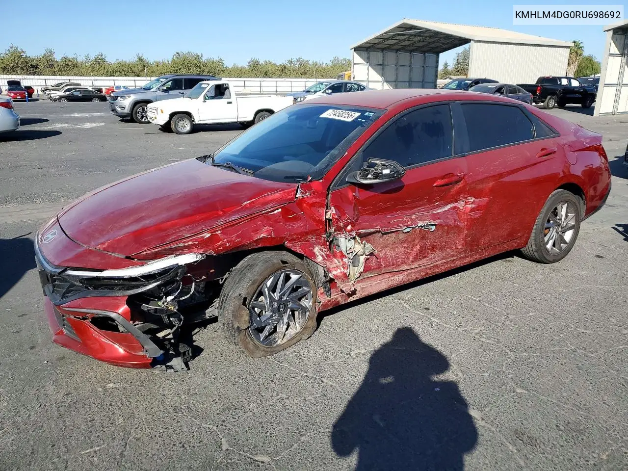 KMHLM4DG0RU698692 Hyundai Elantra 2024 — повреждение Передняя часть, фото до ремонта