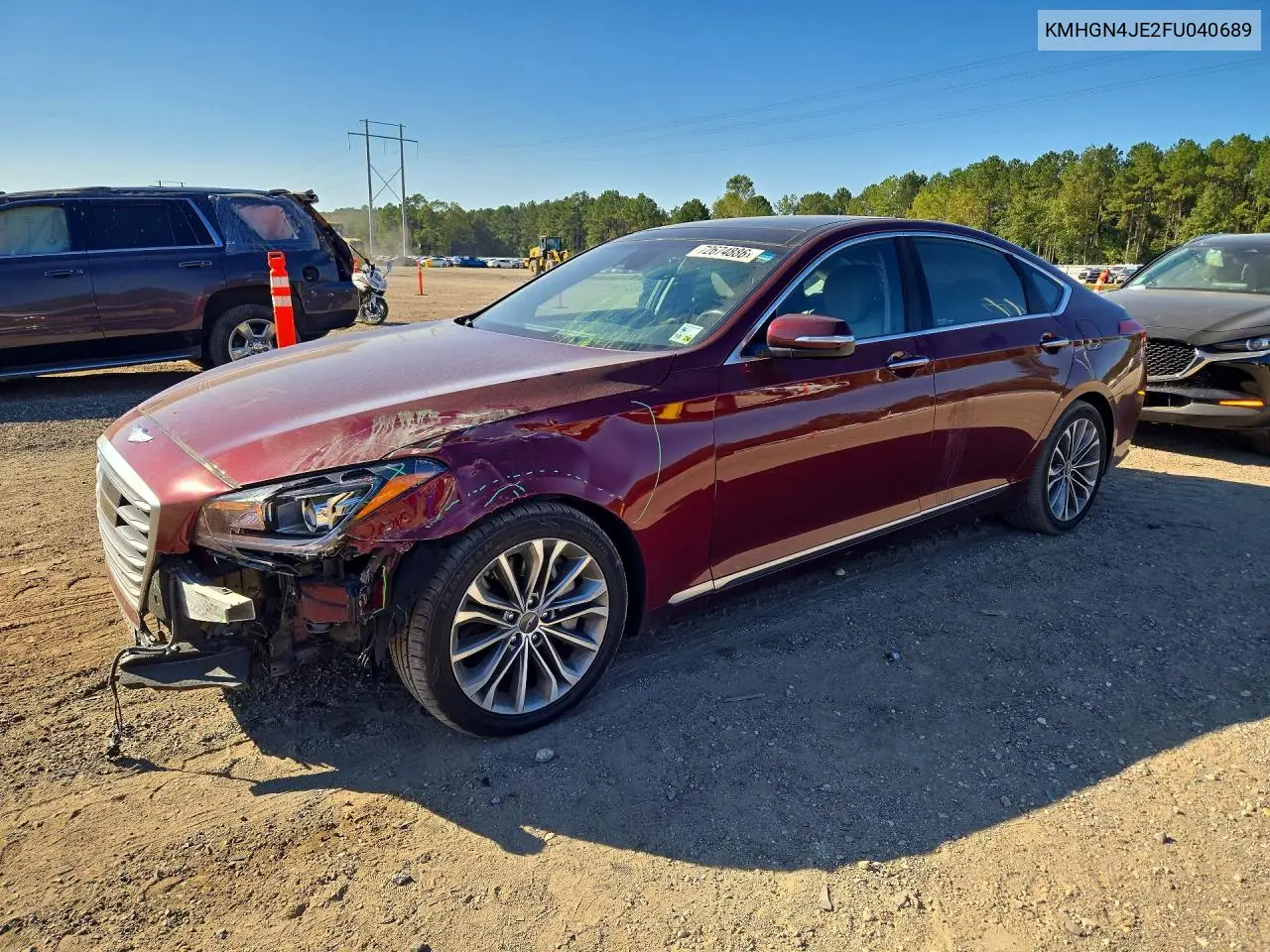 KMHGN4JE2FU040689 Hyundai Genesis 2015 — повреждение Передняя часть, фото до ремонта