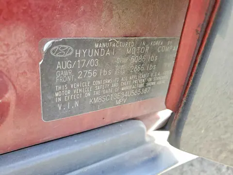2004 HYUNDAI SANTA FE VIN KM8SC13E34U585387 фото 13