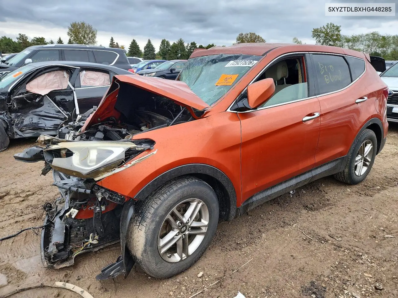 5XYZTDLBXHG448285 Hyundai Santa FE 2017 — повреждение Передняя часть, фото до ремонта