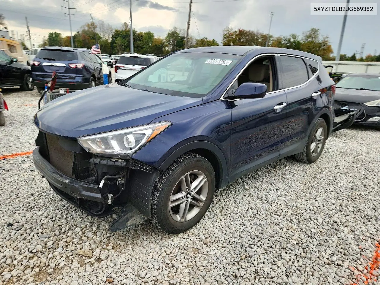 5XYZTDLB2JG569382 Hyundai Santa FE 2018 — повреждение Передняя часть, фото до ремонта
