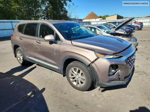 2019 Hyundai Santa Fe Se VIN 5NMS23AD9KH136538 фото 4