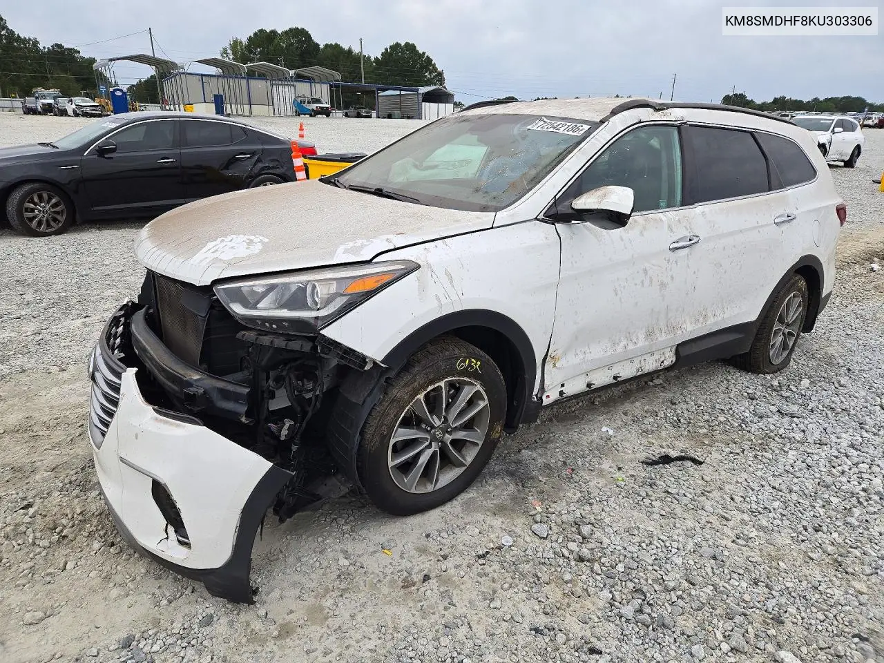 KM8SMDHF8KU303306 Hyundai Santa FE 2019 — повреждение Передняя часть, фото до ремонта