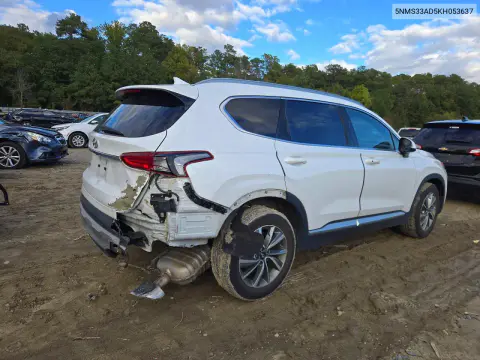 2019 Hyundai Santa Fe Sel Plus 2.4L VIN 5NMS33AD5KH053637 фото 3