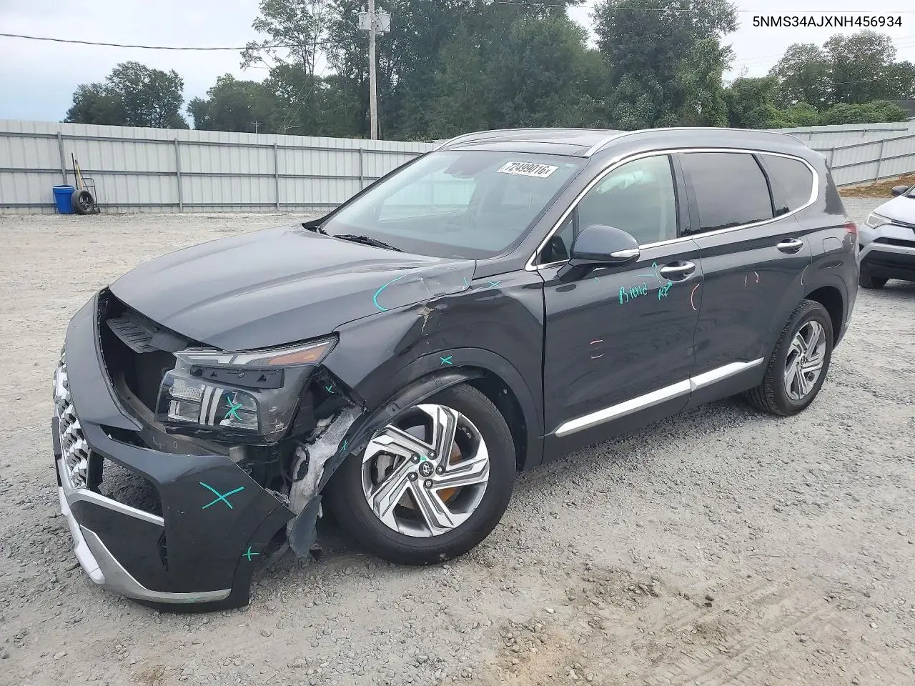 2022 Hyundai Santa Fe Sel VIN 5NMS34AJXNH456934 фото 1