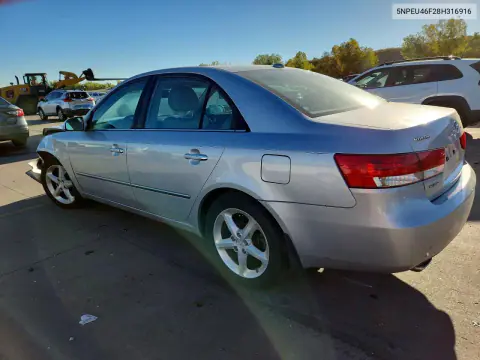 2008 Hyundai Sonata Se V6 VIN 5NPEU46F28H316916 фото 2