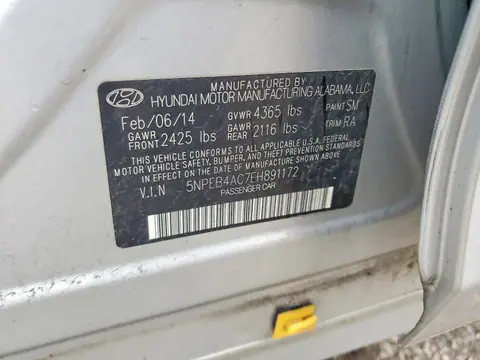 2014 HYUNDAI SONATA VIN 5NPEB4AC7EH891172 фото 12