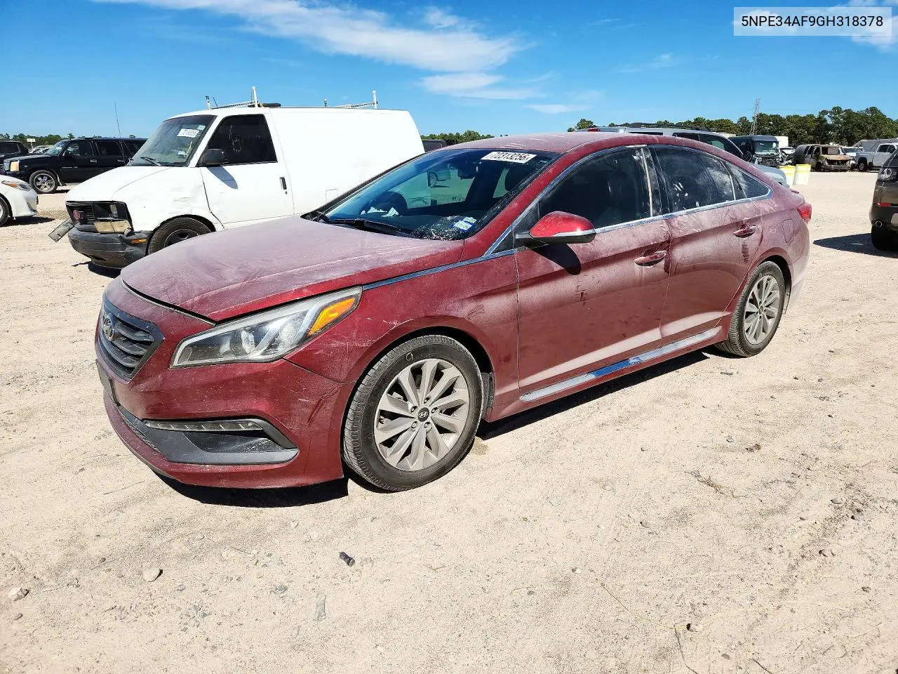 2016 Hyundai Sonata Sport VIN 5NPE34AF9GH318378 фото 1