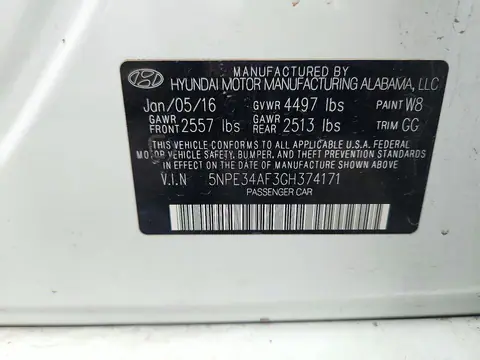 5NPE34AF3GH374171 — 2016 Hyundai Sonata, Задняя часть, фото до ремонта