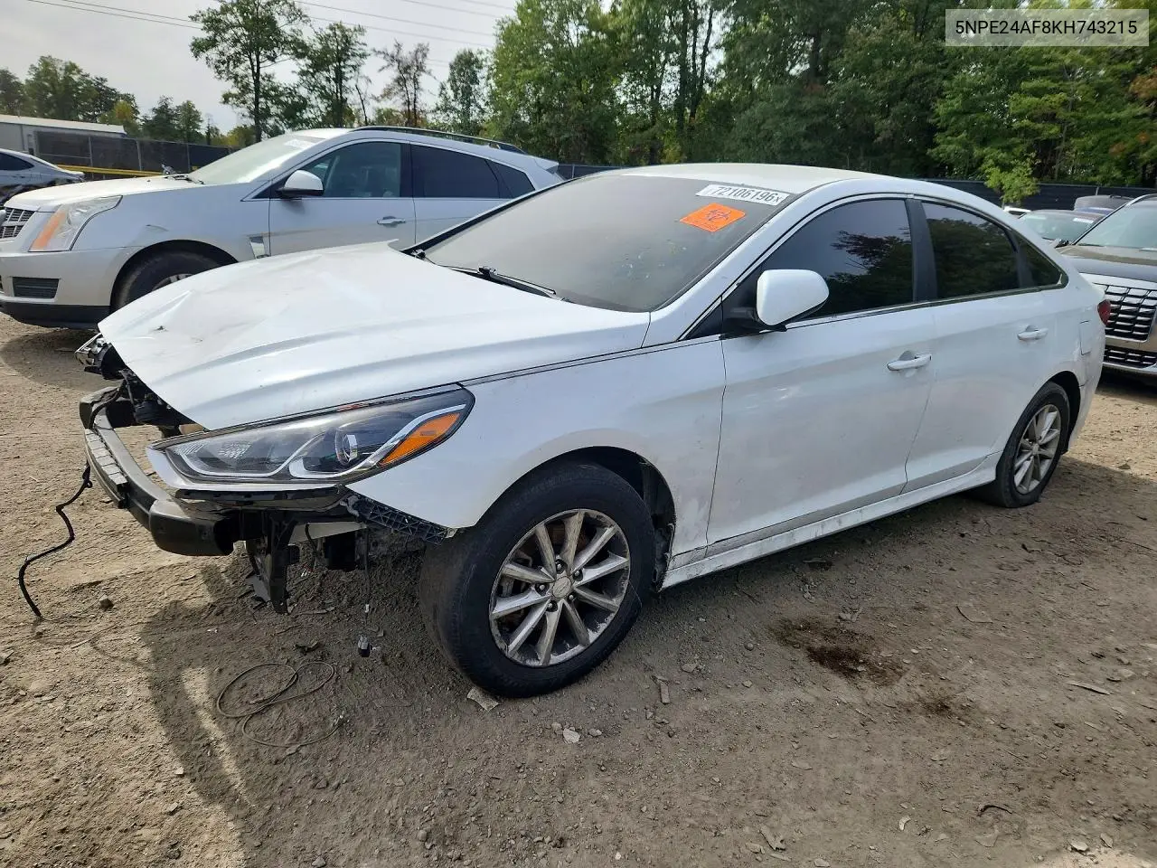2019 Hyundai Sonata Se VIN 5NPE24AF8KH743215 фото 1