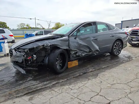 KMHL34J2XNA240858 — 2022 Hyundai Sonata, Передняя часть, фото до ремонта
