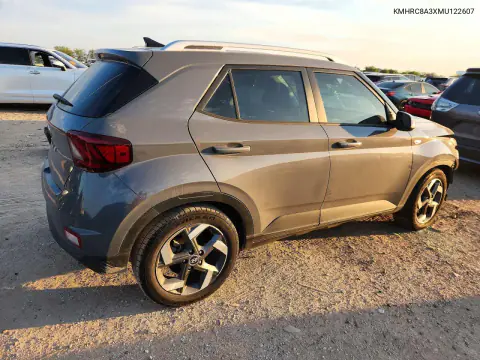 2021 Hyundai Venue Sel VIN KMHRC8A3XMU122607 фото 3