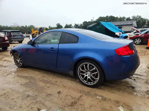 2005 Infiniti G35 Base VIN JNKCV54E75M402016 фото 2