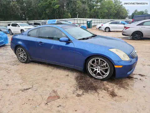 2005 Infiniti G35 Base VIN JNKCV54E75M402016 фото 4
