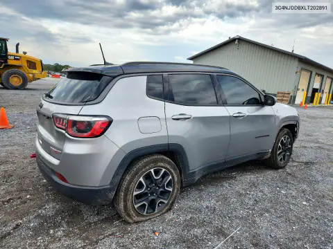 3C4NJDDBXLT202891 — 2020 Jeep Compass, фото 3 с аукциона Copart, Передняя часть