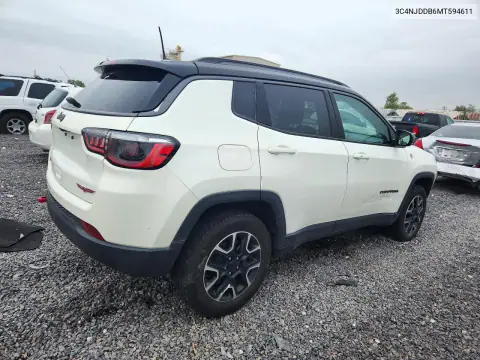 3C4NJDDB6MT594611 — 2021 Jeep Compass, фото 3 с аукциона Copart, Механические повреждения