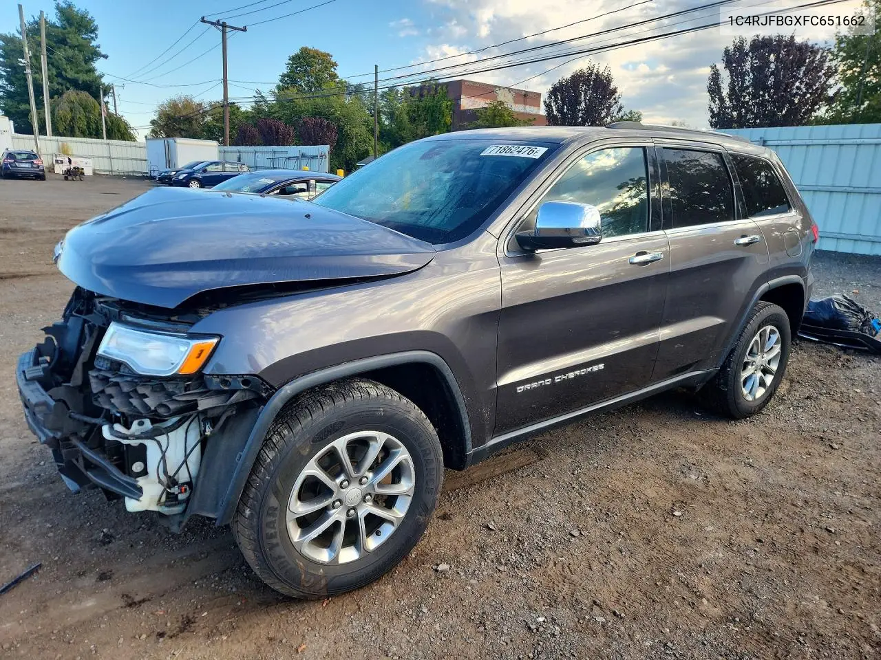2015 Jeep Grand Cherokee Limited VIN 1C4RJFBGXFC651662 фото 1