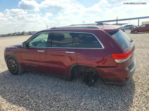 2018 Jeep Grand Cherokee Limited VIN 1C4RJEBG2JC274893 фото 2
