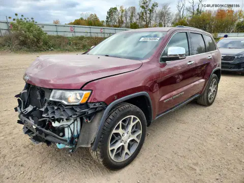 1C4RJFBG9KC598186 — 2019 Jeep Grand Cherokee, Передняя часть, фото до ремонта