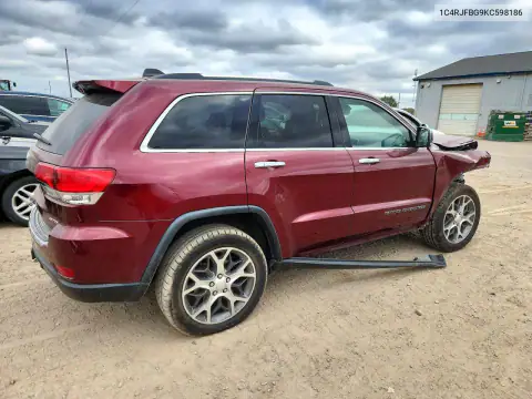 1C4RJFBG9KC598186 — 2019 Jeep Grand Cherokee, фото 3 с аукциона Copart, Передняя часть