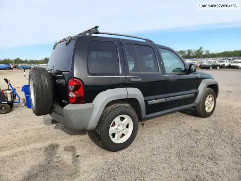 2007 Jeep Liberty Sport VIN 1J4GK48K07W504653 фото 3
