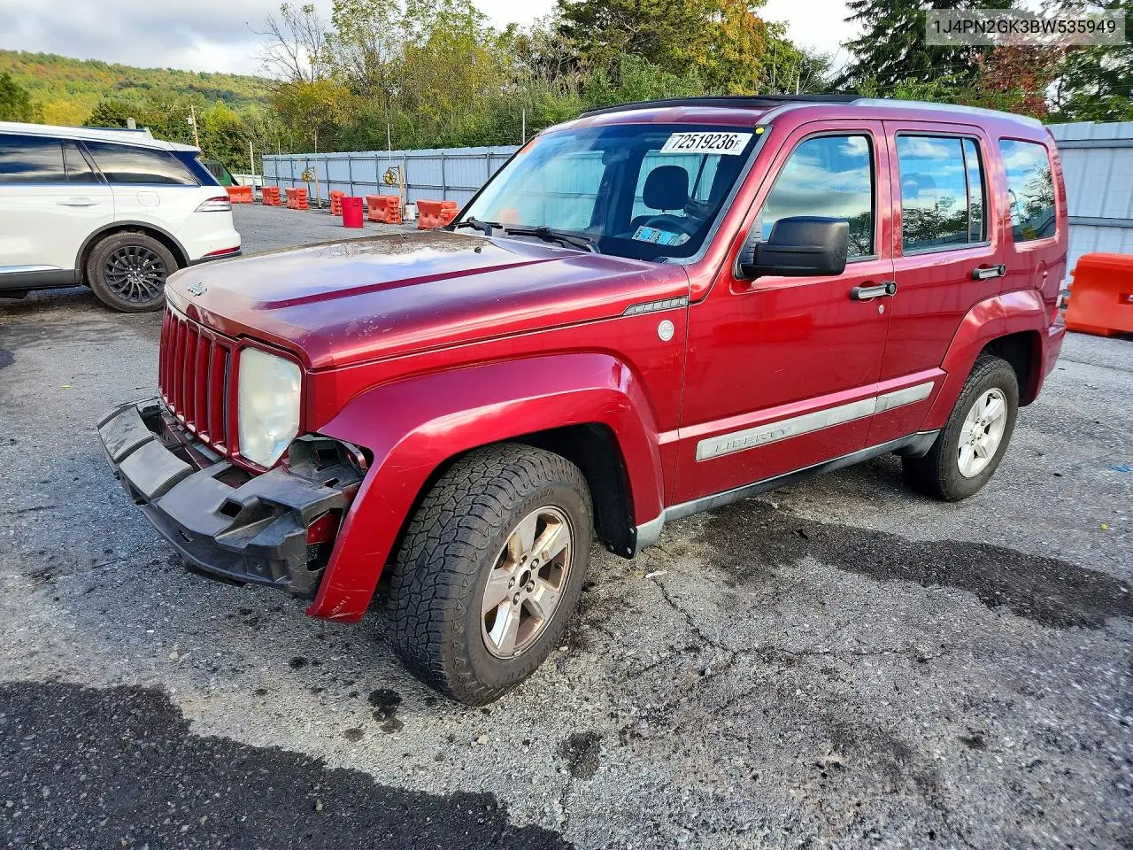 1J4PN2GK3BW535949 Jeep Liberty (North America) 2011 — повреждение Передняя часть, фото до ремонта