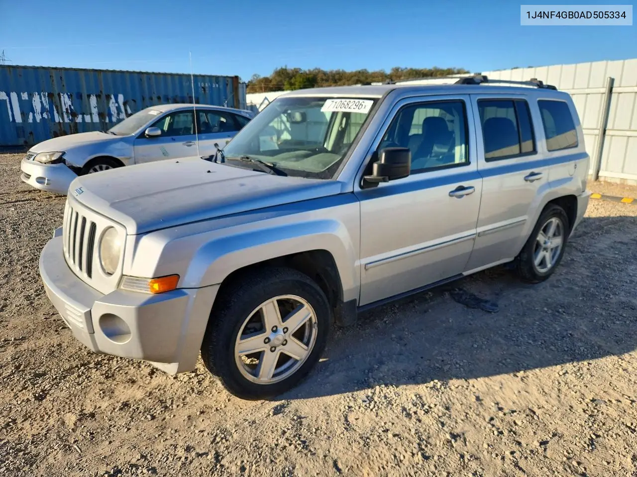 2010 Jeep Patriot Limited VIN 1J4NF4GB0AD505334 фото 1