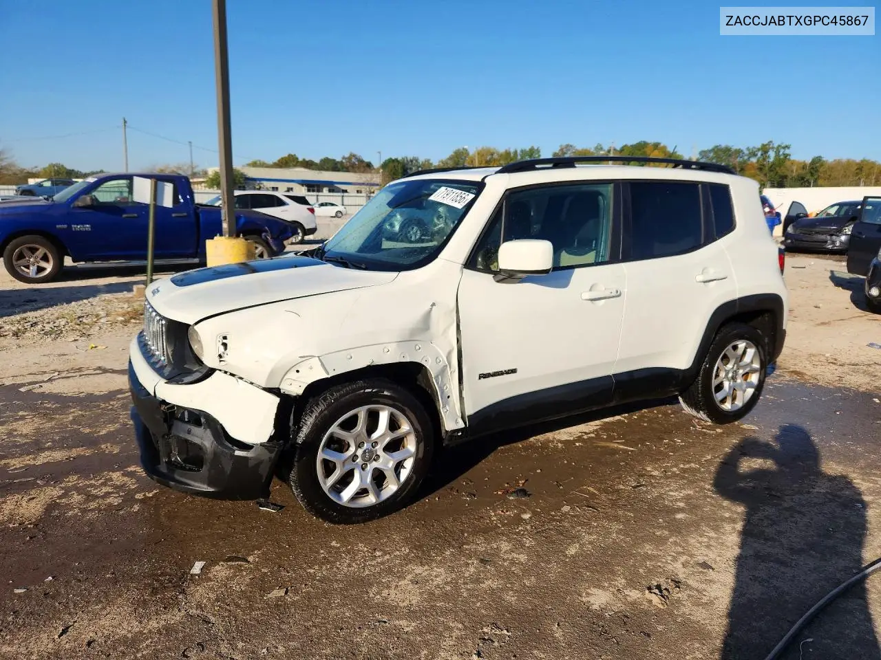 2016 Jeep Renegade Latitude VIN ZACCJABTXGPC45867 фото 1