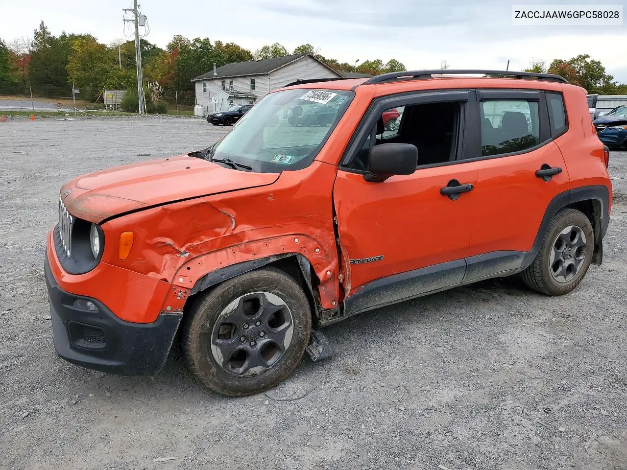 ZACCJAAW6GPC58028 Jeep Renegade 2016 — повреждение Передняя часть, фото до ремонта