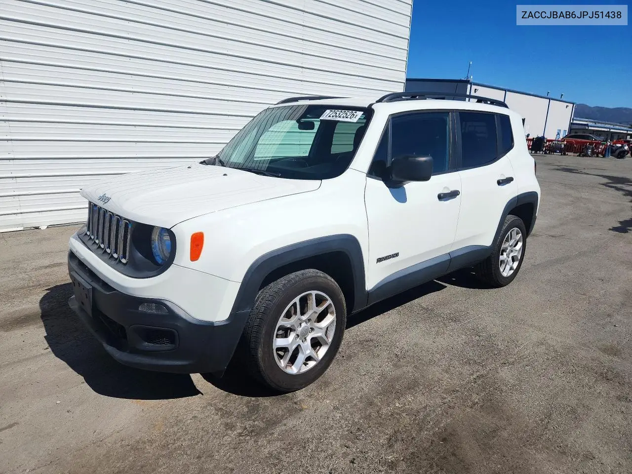 ZACCJBAB6JPJ51438 Jeep Renegade 2018 — повреждение Передняя часть, фото до ремонта