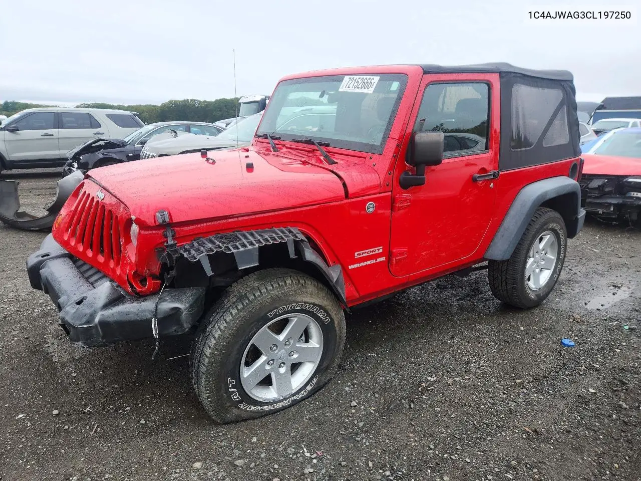 2012 Jeep Wrangler Sport VIN 1C4AJWAG3CL197250 фото 1