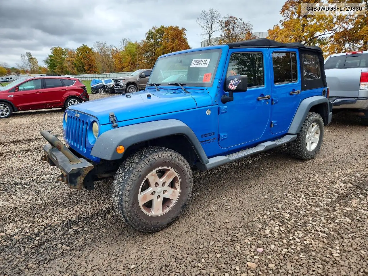 1C4BJWDG3FL729830 Jeep Wrangler 2015 — повреждение Механические повреждения, фото до ремонта