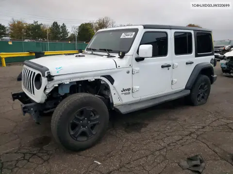 1C4HJXDG3JW320699 — 2018 Jeep Wrangler, Передняя часть, фото до ремонта
