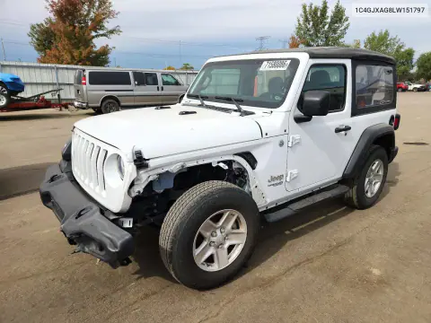 1C4GJXAG8LW151797 — 2020 Jeep Wrangler, Передняя часть, фото до ремонта