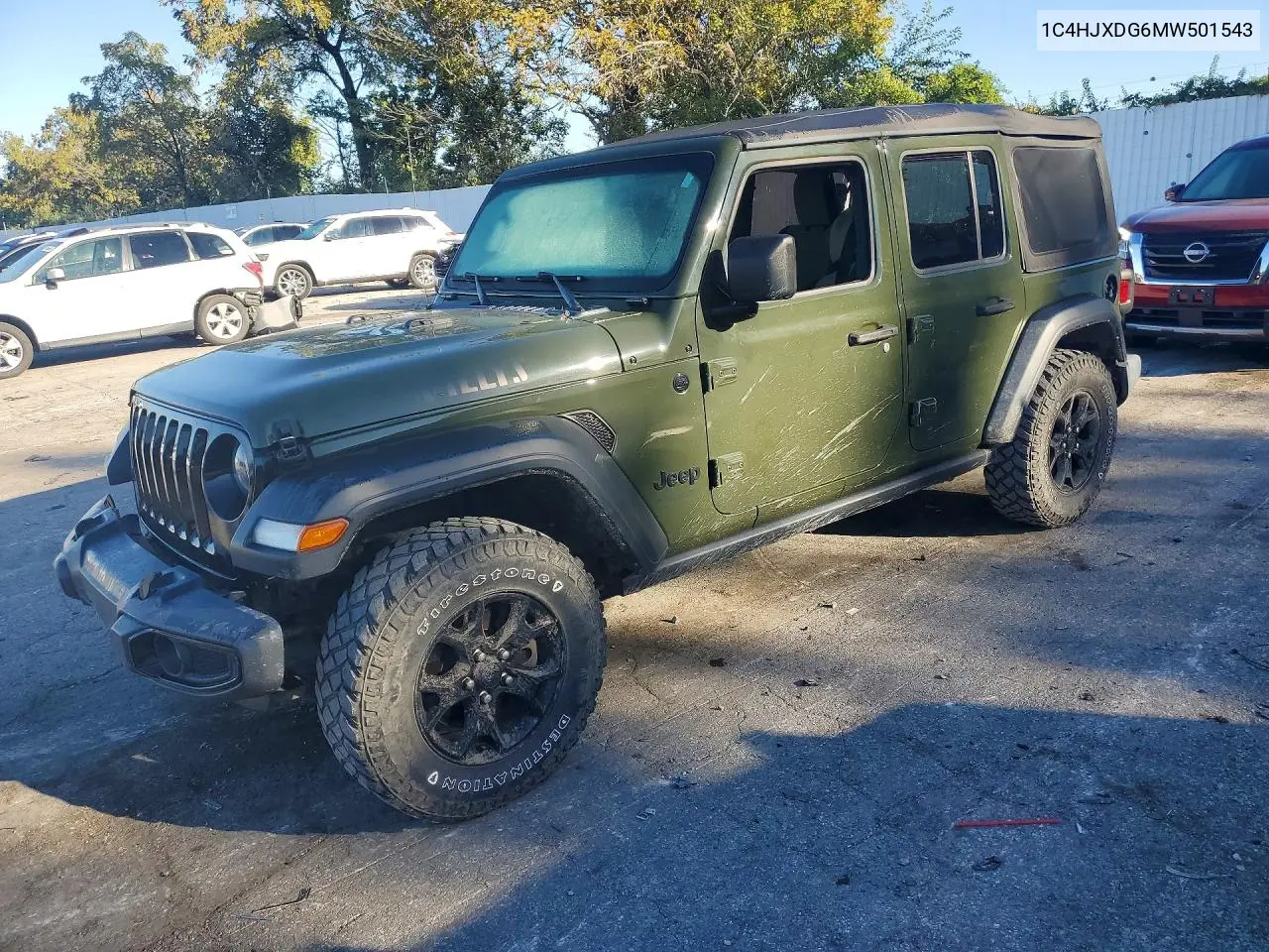 2021 Jeep Wrangler Unlimited Sport VIN 1C4HJXDG6MW501543 фото 1